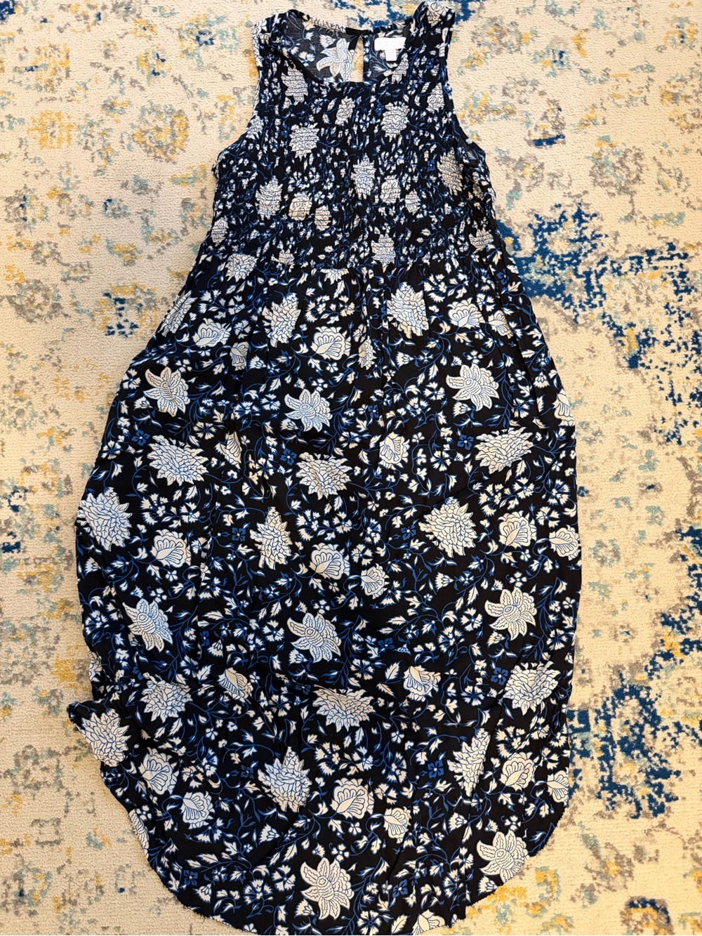 Women’s Maternity Navy Floral Smocked Sundress